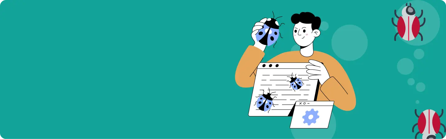 Software bug fixing and ongoing development illustration
