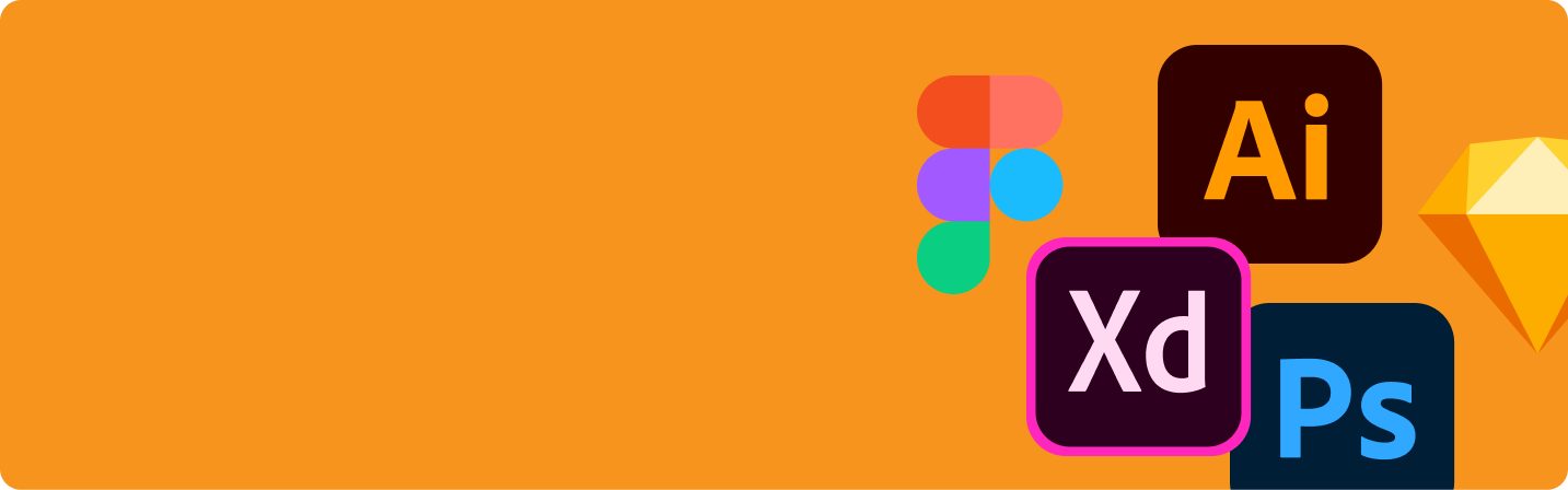 UI design tools including Figma, Illustrator, XD, Photoshop and Sketch