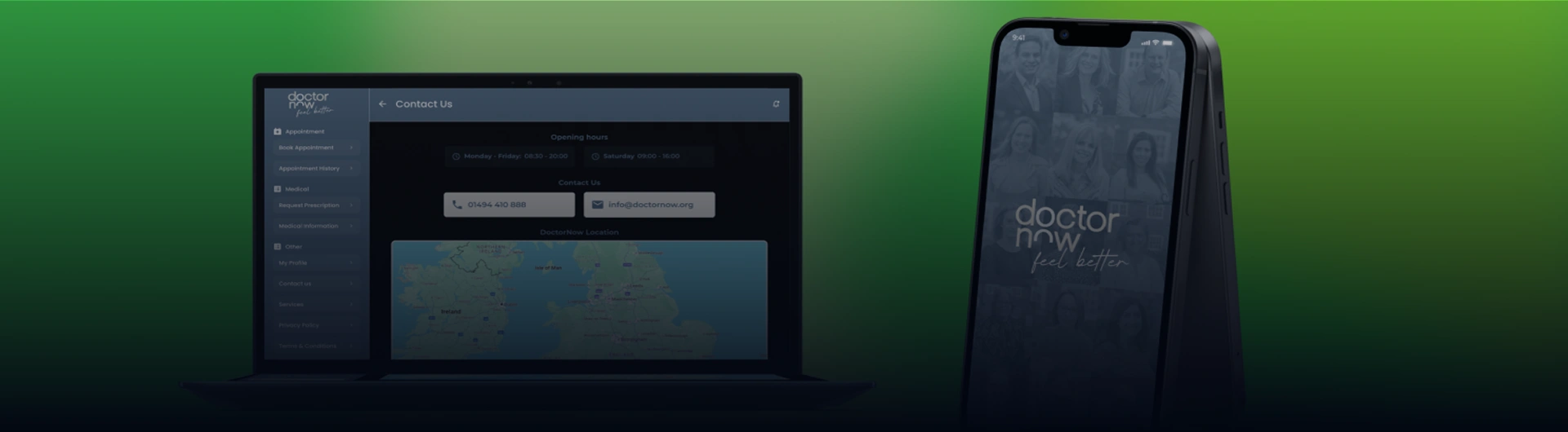 DoctorNow healthcare platform on mobile and web