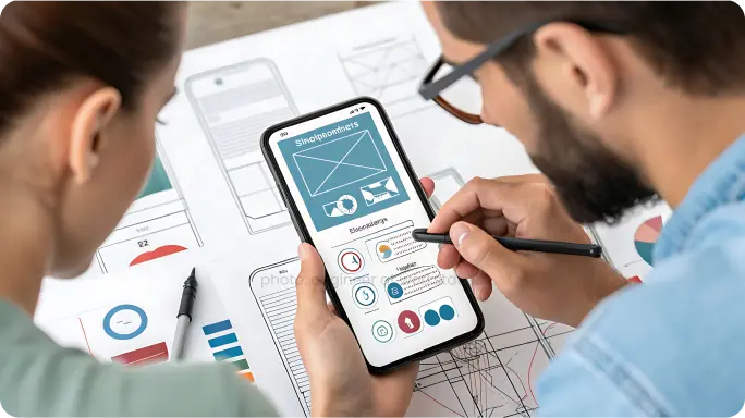 A product team planning a custom mobile application