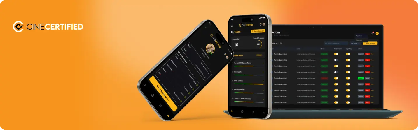 CineCertified mobile and web platform